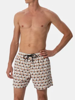 Herren-Badeshorts aus leichtem Stoff Lighting Micro Fantasy mit Whiskey- und Zigarren-Aufdruck