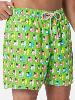 Herren-Badeshorts aus leichtem Stoff Lighting Micro Fantasy mit Surfer-Dogs-Aufdruck
