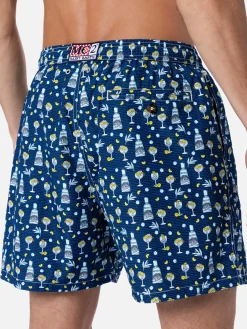 Herren-Badeshorts aus leichtem Stoff Lighting Micro Fantasy mit Gin Mare-Aufdruck | GIN MARE SONDEREDITION