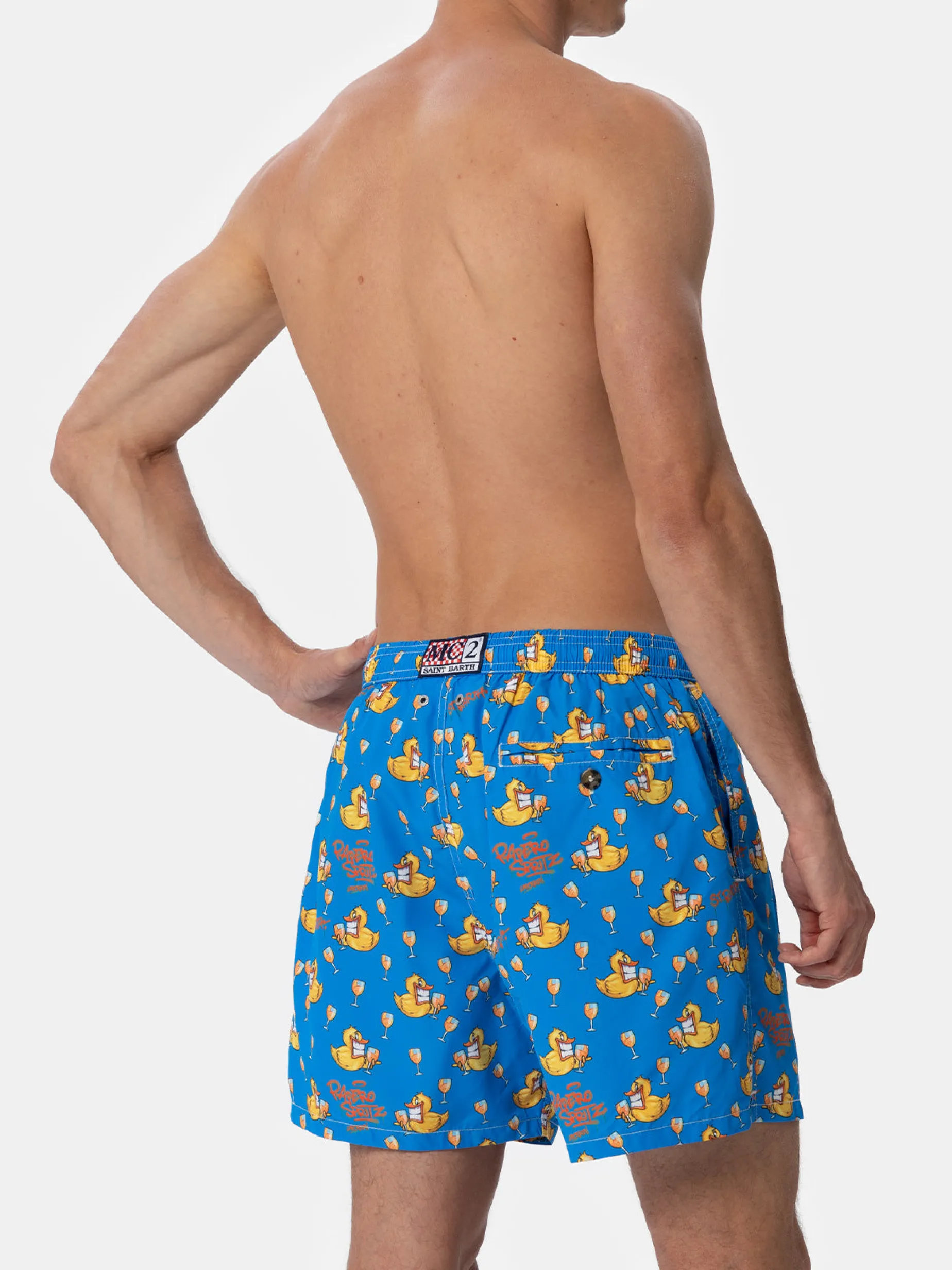 Herren-Badeshorts aus leichtem Stoff Lighting Micro Fantasy mit Enten-Cryptopuppets-Aufdruck | CRYPTOPUPPET-SONDERAUSGABE
