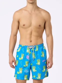 Herren-Badeshorts aus leichtem Stoff Lighting mit Cryptopuppets-Aufdruck | CRYPTOPUPPET-SONDERAUSGABE