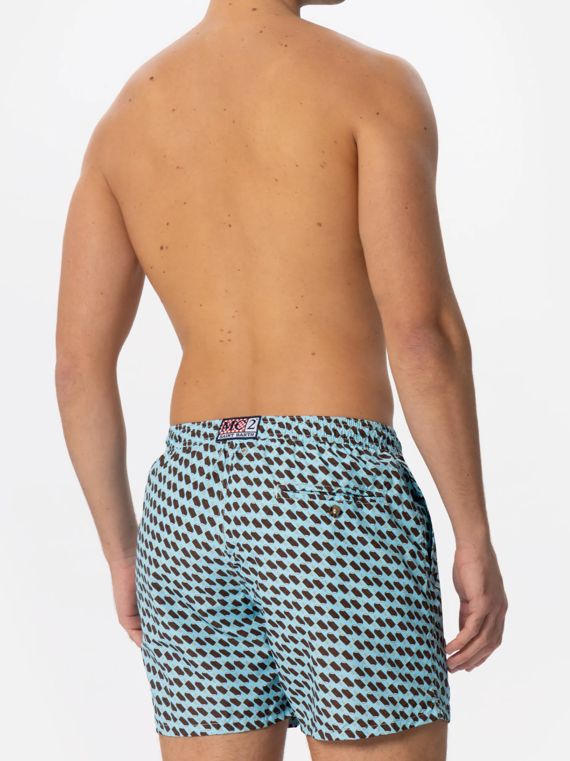 Herren-Badeshorts aus leichtem Stoff mit Cremino-Print | Algida® Sonderedition
