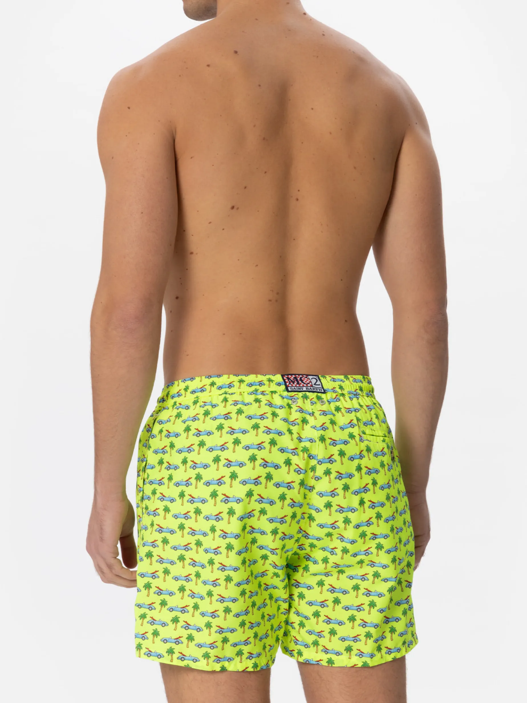 Herren-Badeshorts aus leichtem Stoff mit Surfcar-Aufdruck