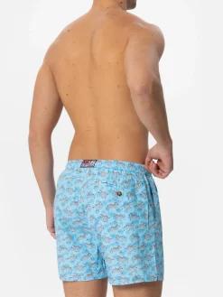 Herren-Badeshorts aus leichtem Stoff mit Zebramuster