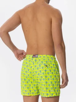 Herren-Badeshorts aus leichtem Stoff mit Gin- und Gym-Print
