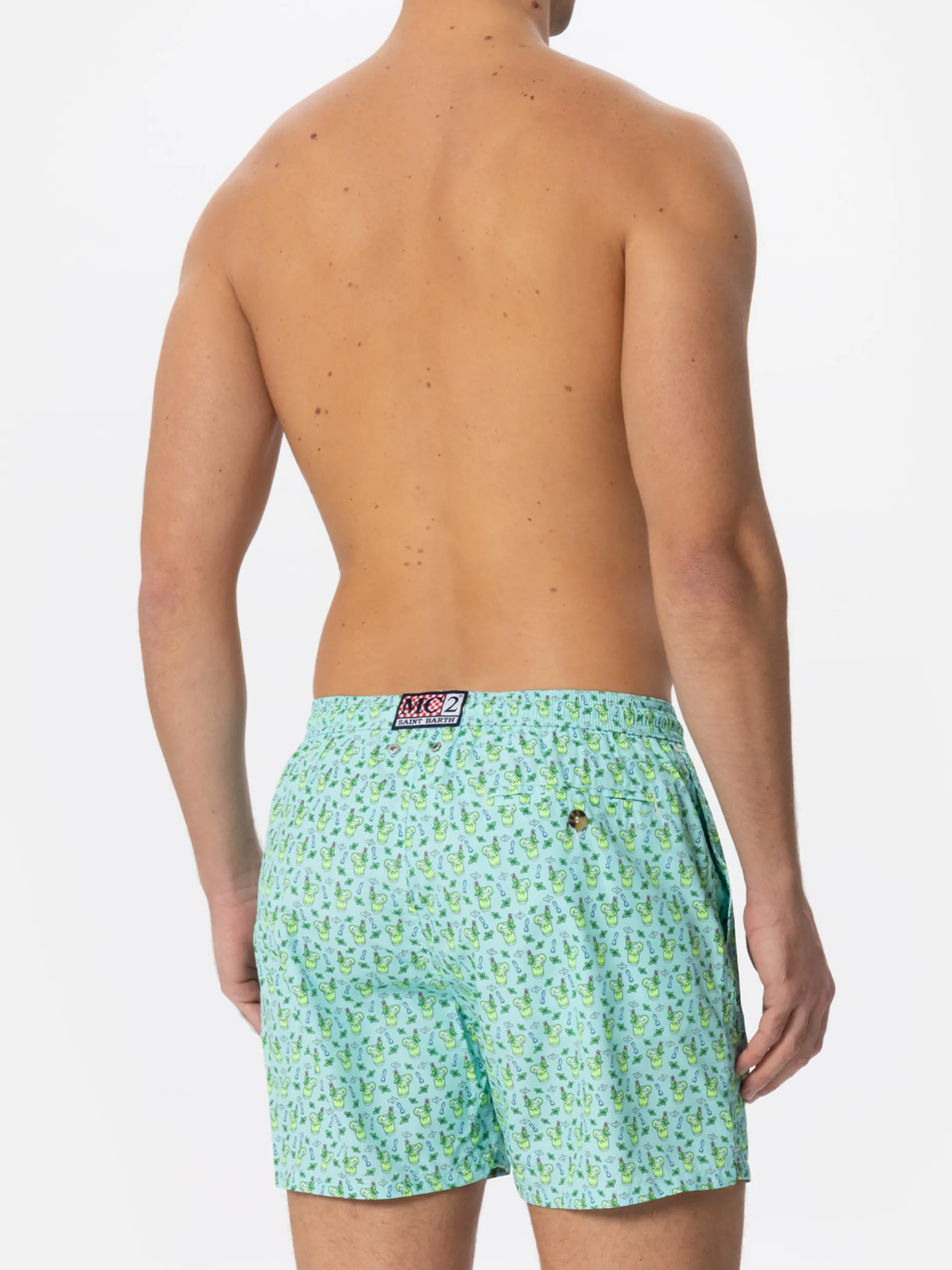 Herren-Badeshorts aus leichtem Stoff mit Mojito-Print