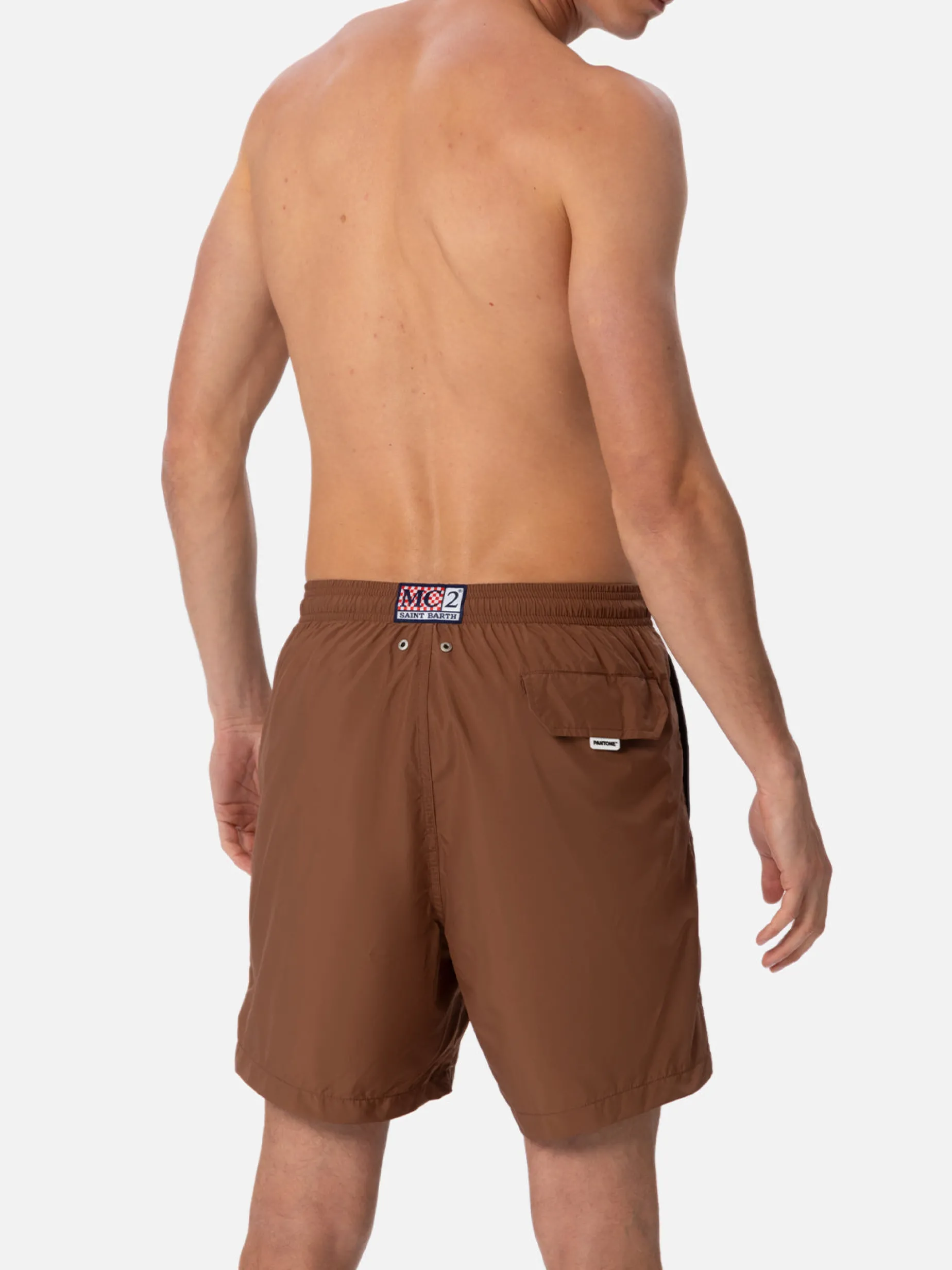Herren-Badeshorts aus leichtem Stoff in Braun Lighting Pantone | PANTONE-SONDERAUSGABE