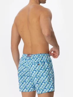 Herren-Badeshorts aus leichtem Stoff mit Padelschläger-Aufdruck