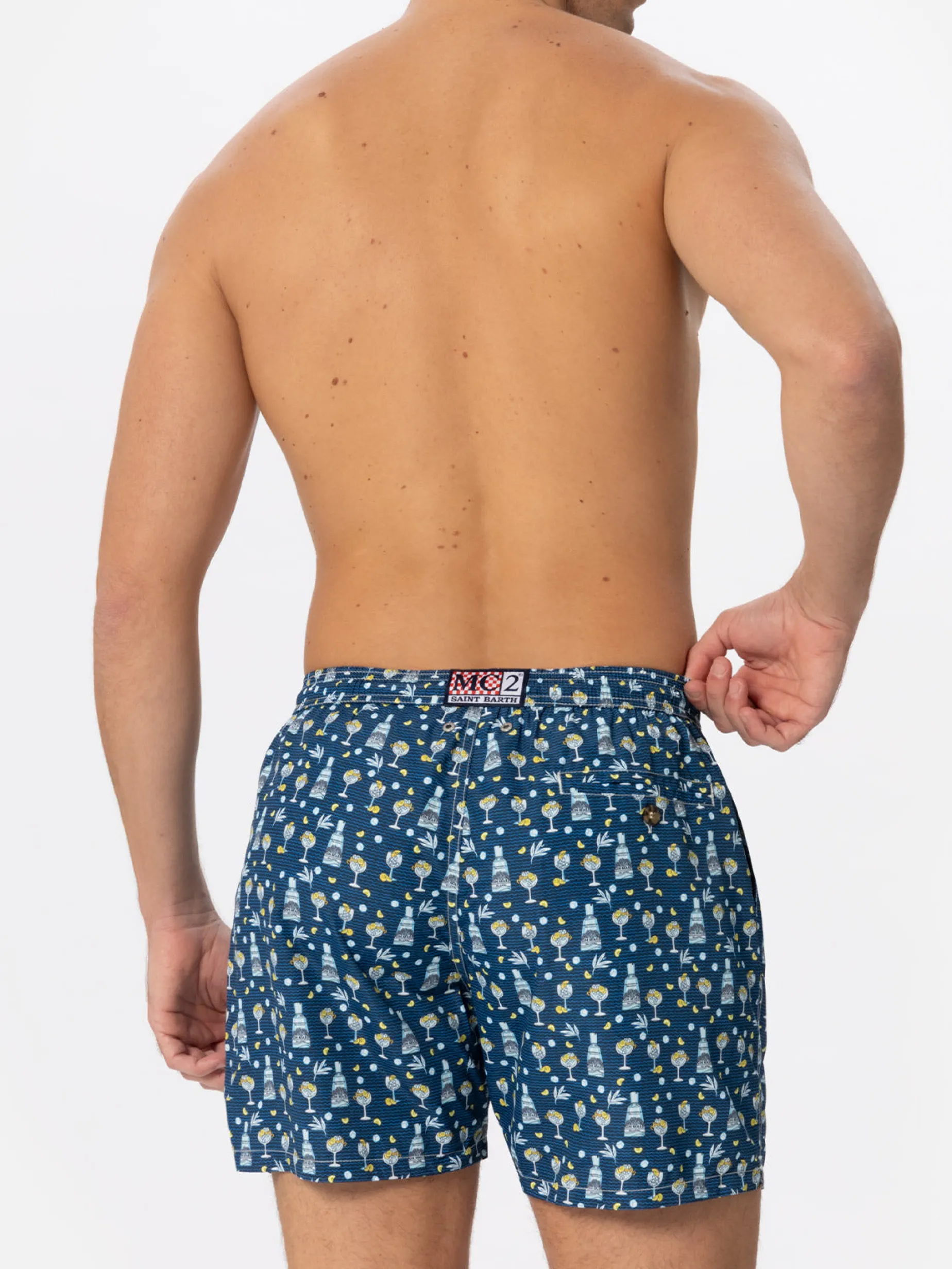 Herren-Badeshorts aus leichtem Stoff mit Gin-Mare-Print | GIN MARE SONDEREDITION