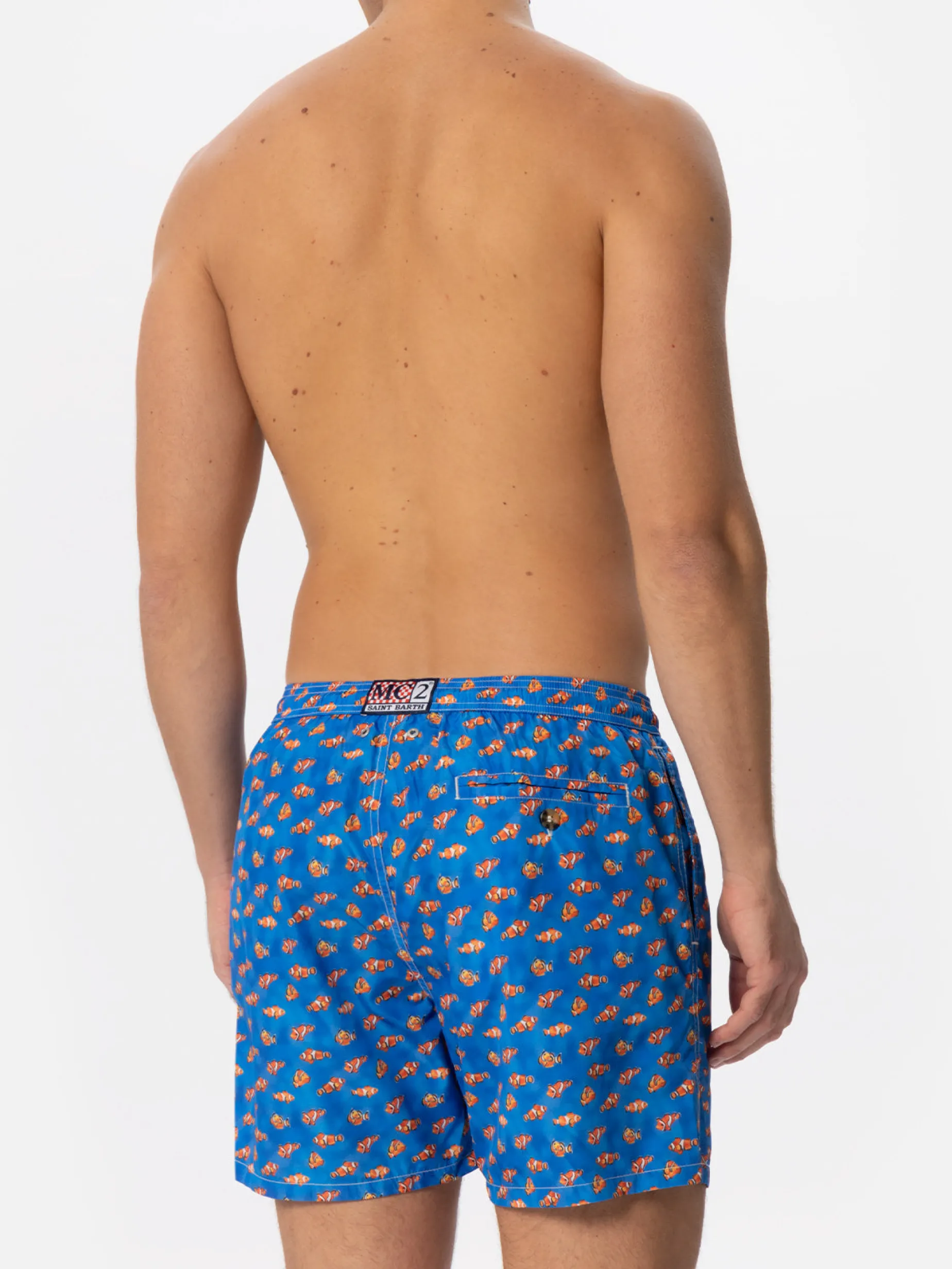 Herren-Badeshorts aus leichtem Stoff mit Clownfisch-Print