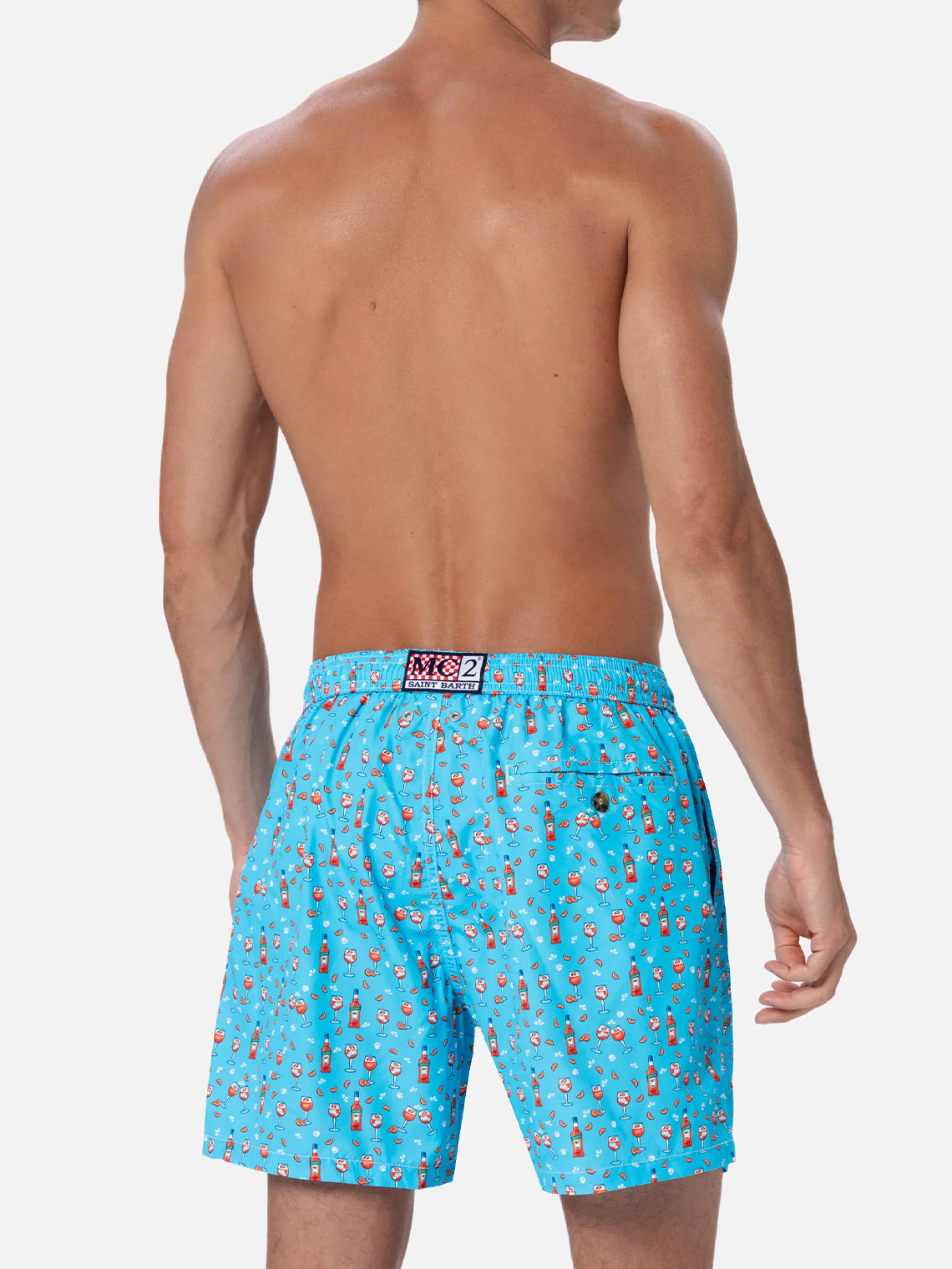 Herren-Badeshorts aus leichtem Stoff Lighting Micro Fantasy mit Aperol Spritz-Aufdruck | APEROL SONDEREDITION