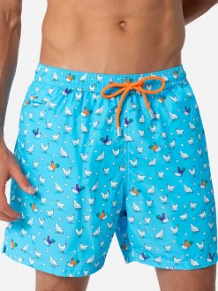 Herren-Badeshorts aus leichtem Stoff Lighting Micro Fantasy mit Hahnenprint