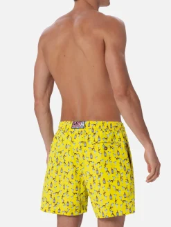 Herren-Badeshorts aus leichtem Stoff Lighting Micro Fantasy mit Gin- und Affen-Print
