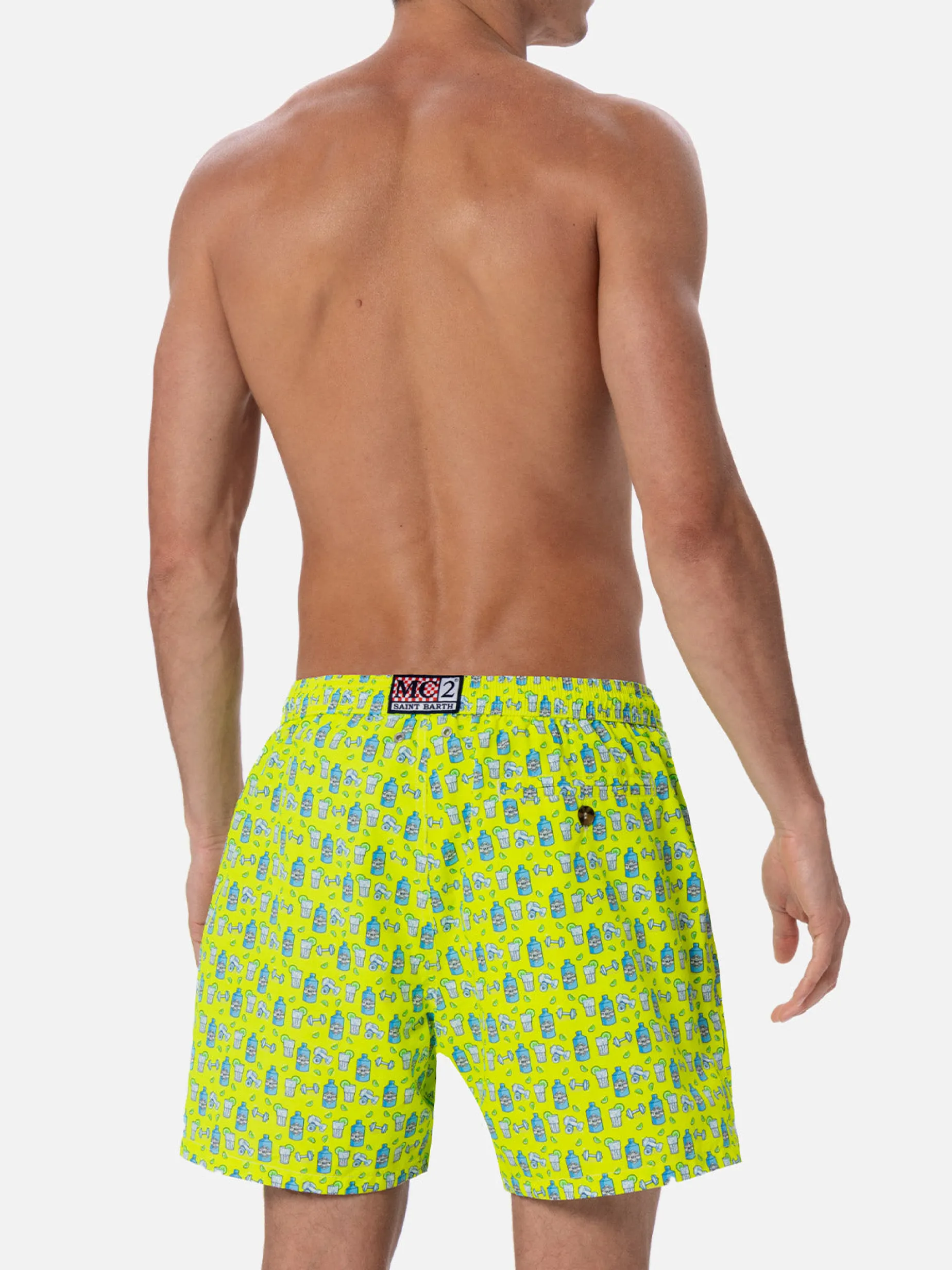 Herren-Badeshorts aus leichtem Stoff Lighting Micro Fantasy mit Gym- und Gin-Aufdruck