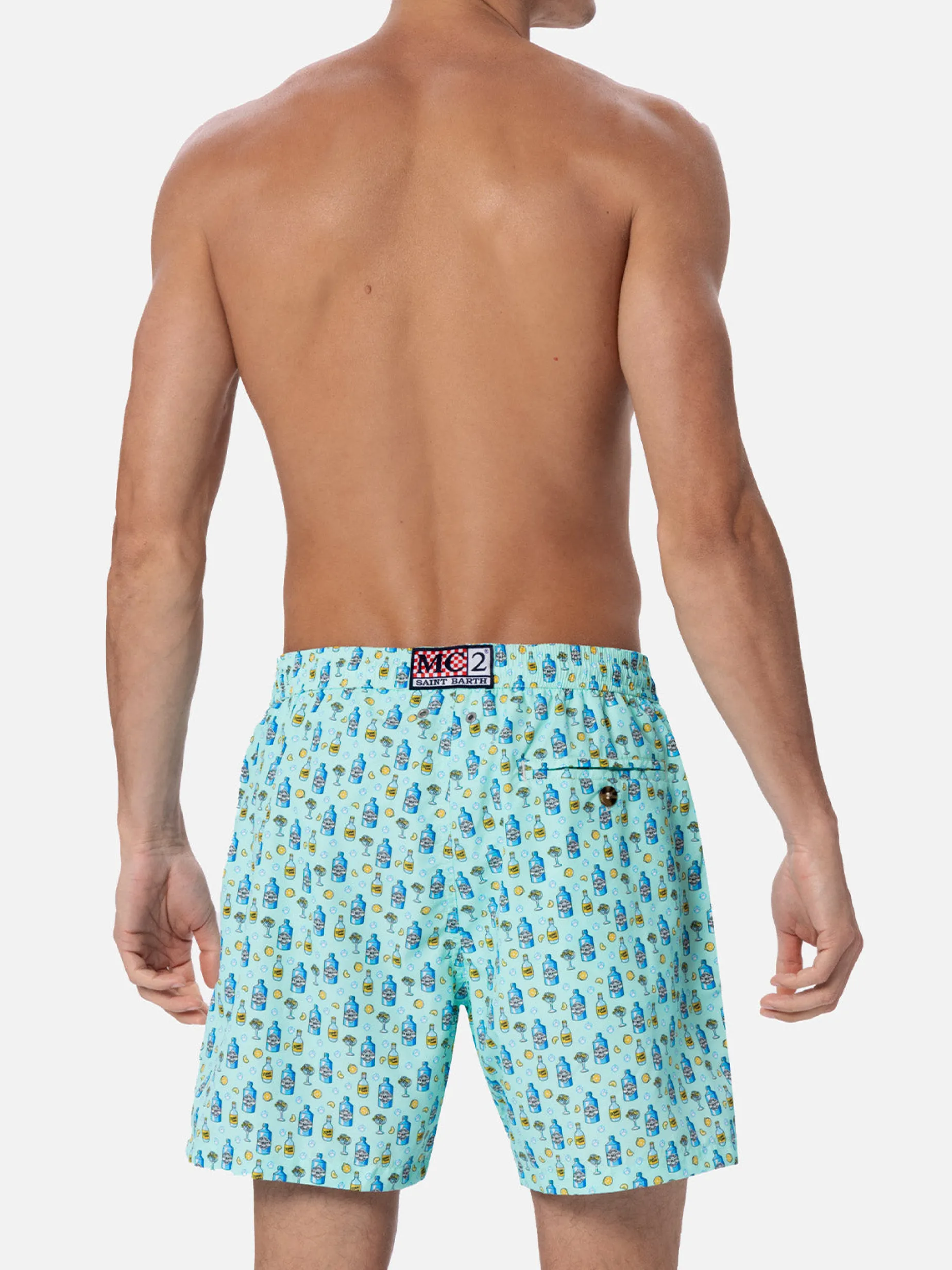 Herren-Badeshorts aus leichtem Stoff Lighting Micro Fantasy mit Gin-Tonic-Aufdruck