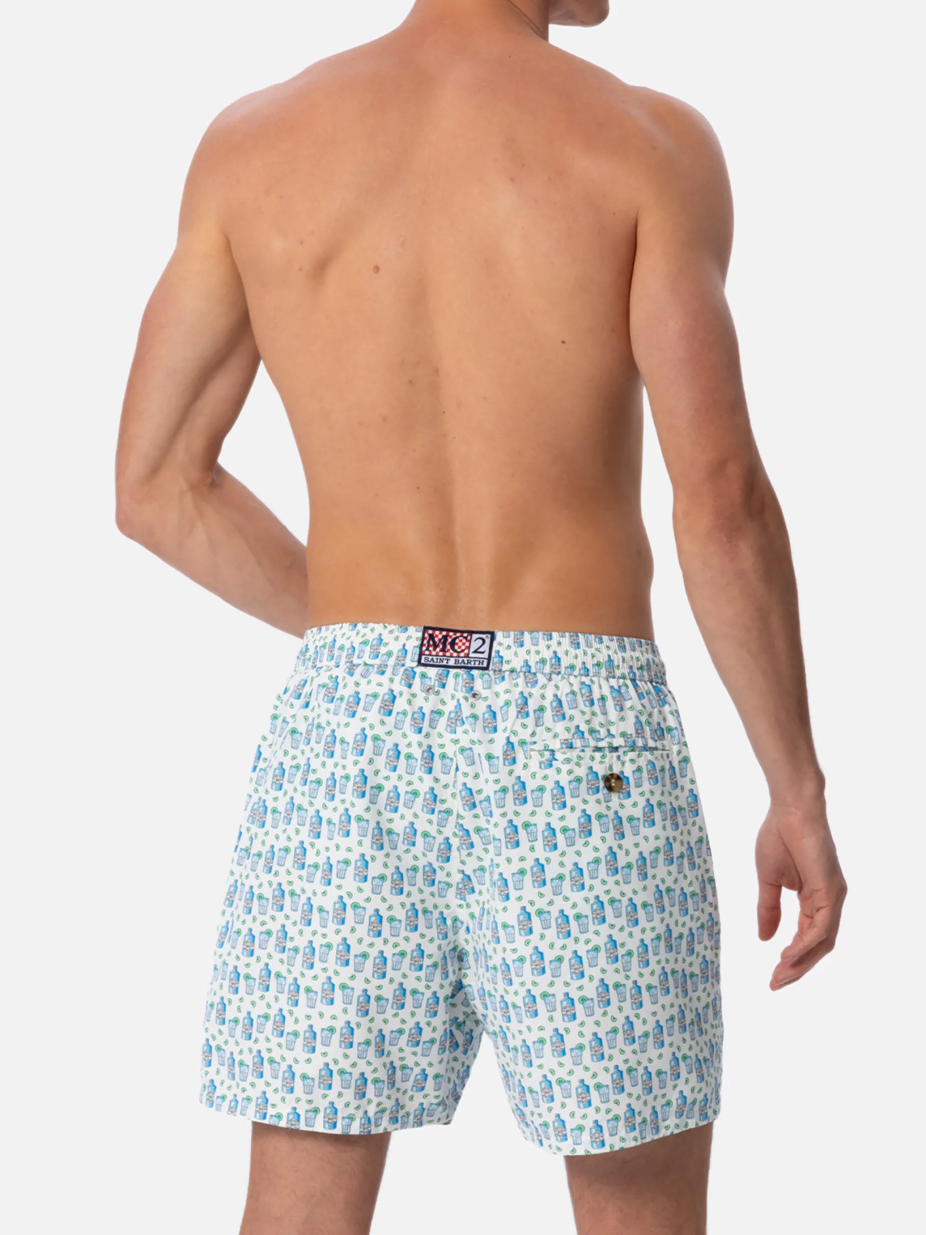 Herren-Badeshorts aus leichtem Stoff Lighting Micro Fantasy mit Gin-Tonic-Aufdruck