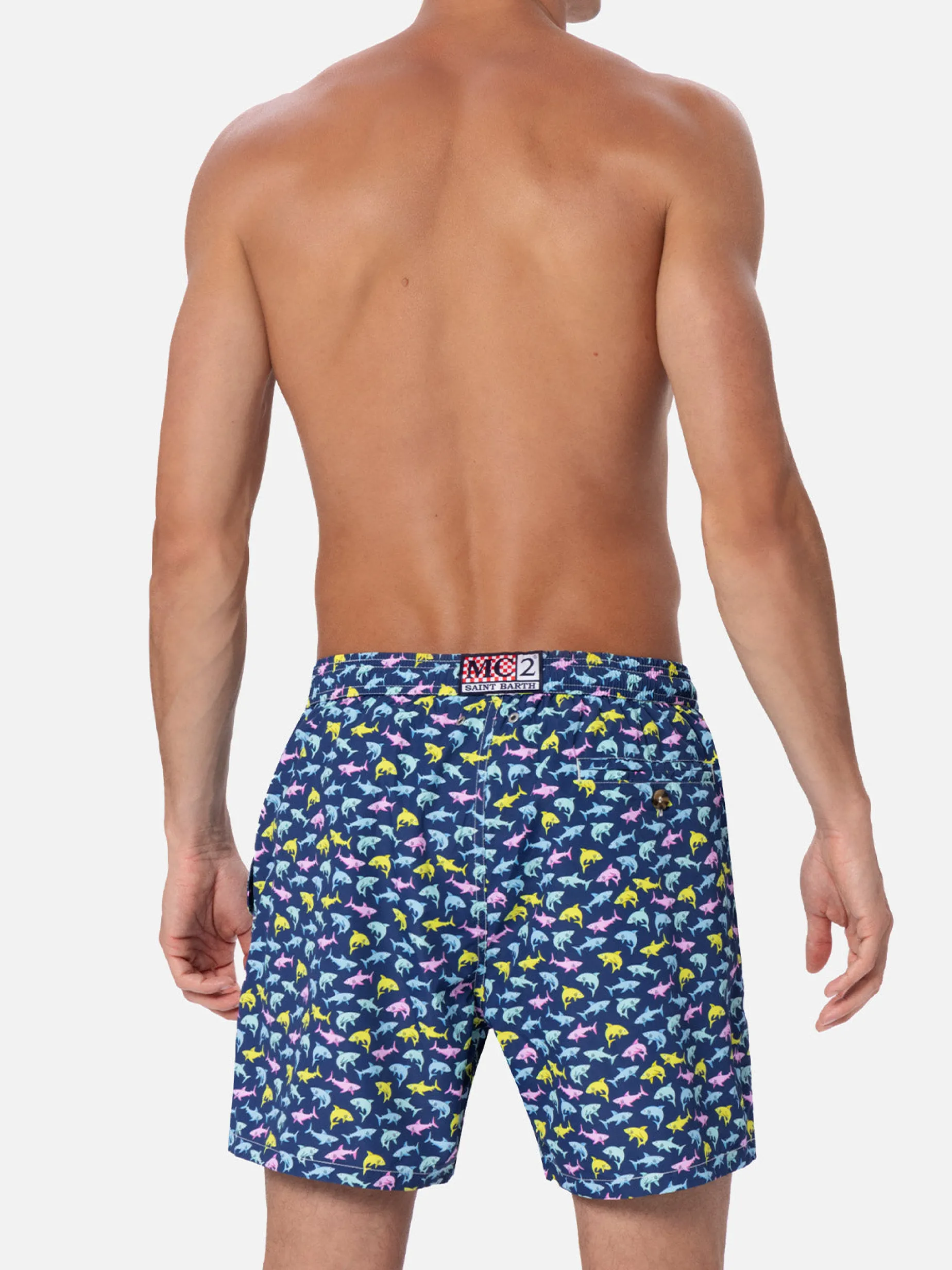 Herren-Badeshorts aus leichtem Stoff Lighting Micro Fantasy mit Hai-Print
