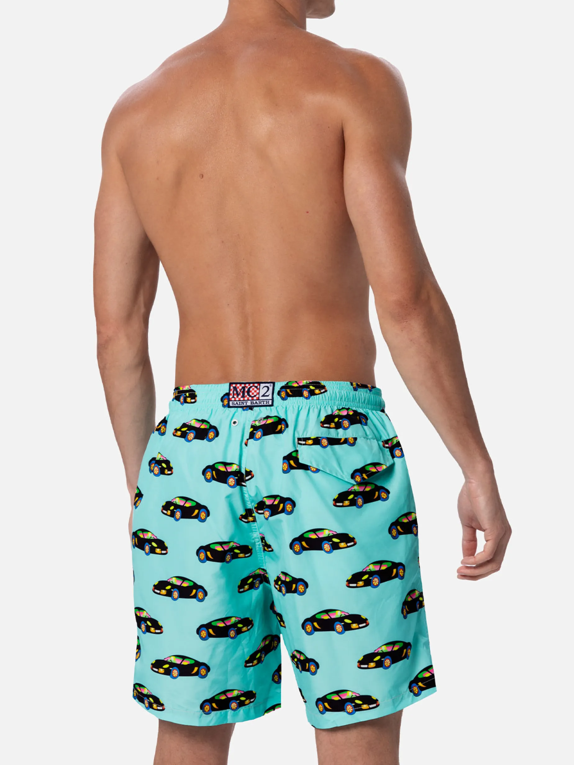 Herren-Badeshorts aus leichtem Stoff Lighting mit Lodola-Autoaufdruck | MARCO LODOLA SPECIAL EDITION