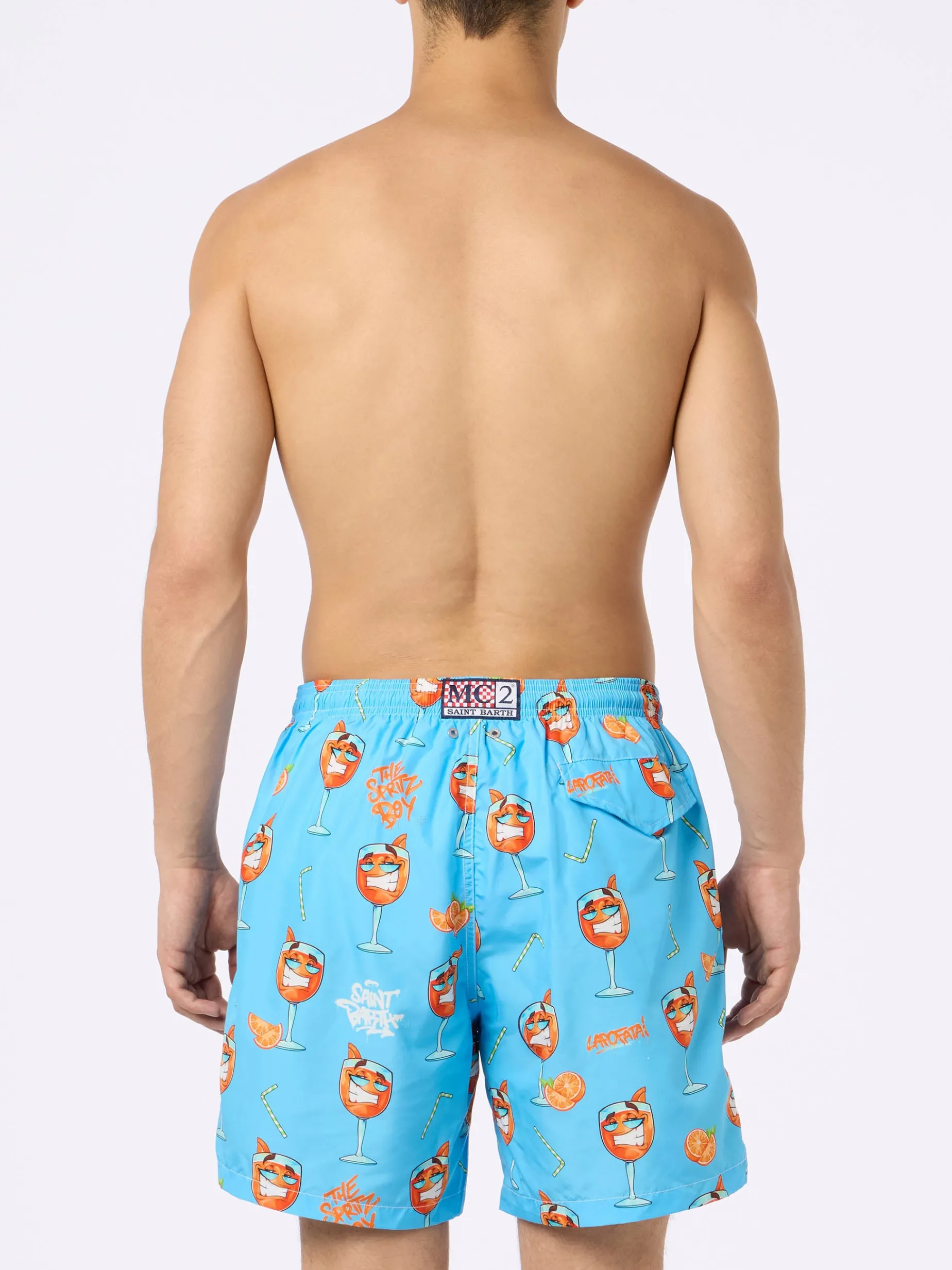 Herren-Badeshorts aus leichtem Stoff Lighting mit Cryptopuppets-Aufdruck | CRYPTOPUPPET-SONDERAUSGABE