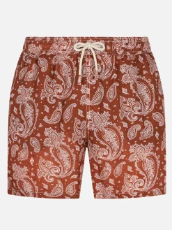 Herren-Badeshorts aus Leinen mit Paisley-Print