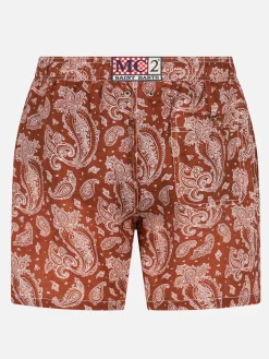 Herren-Badeshorts aus Leinen mit Paisley-Print