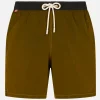 Herren-Badeshorts aus ockerfarbenem, leichtem Stoff