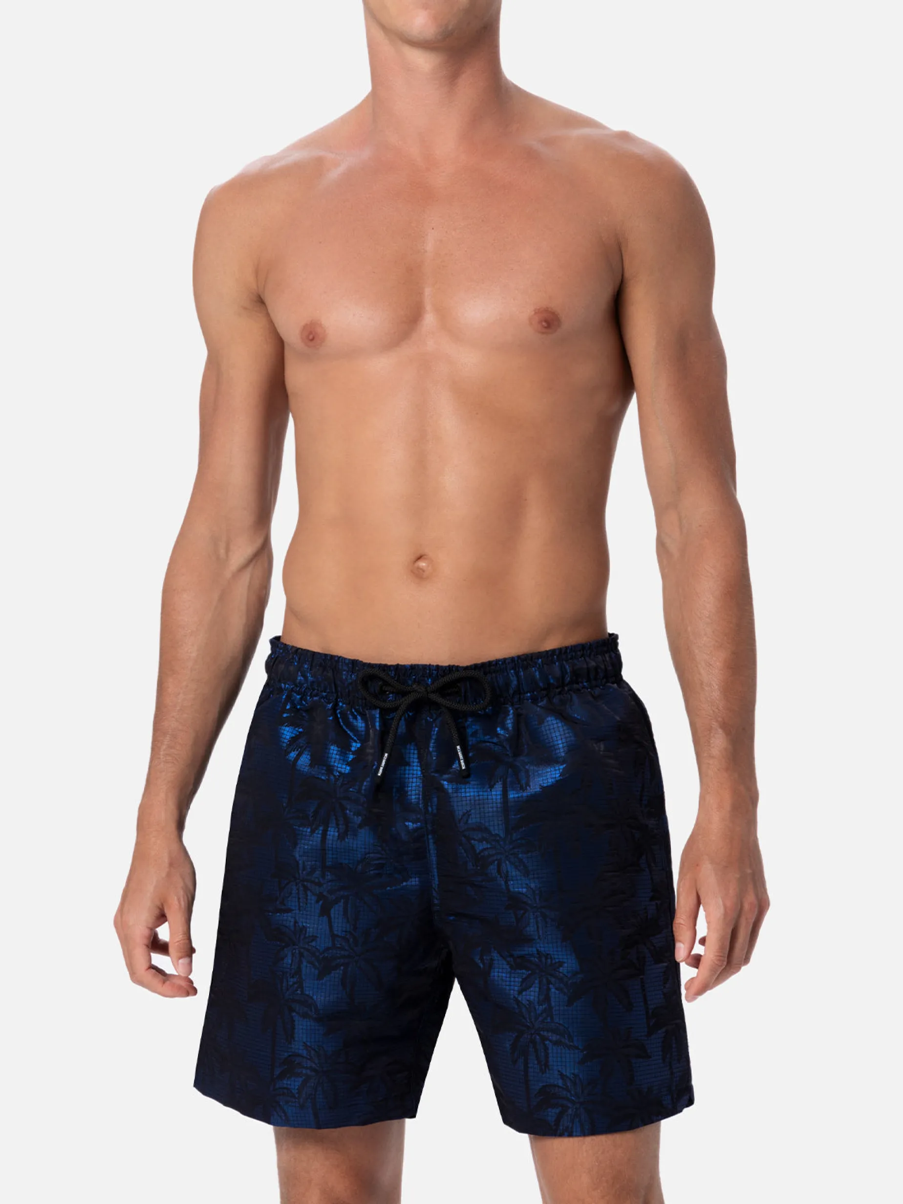 Herren-Badeshorts aus Ripstop-Stoff Harbor The Riviera mit Palmen-Jacquard-Print