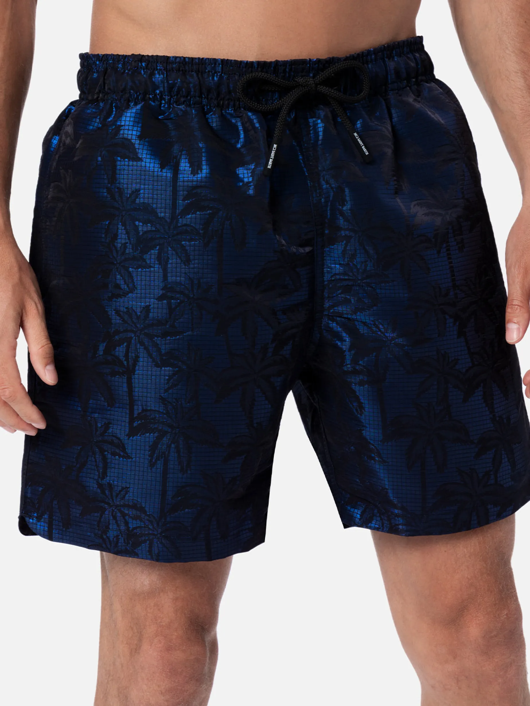 Herren-Badeshorts aus Ripstop-Stoff Harbor The Riviera mit Palmen-Jacquard-Print