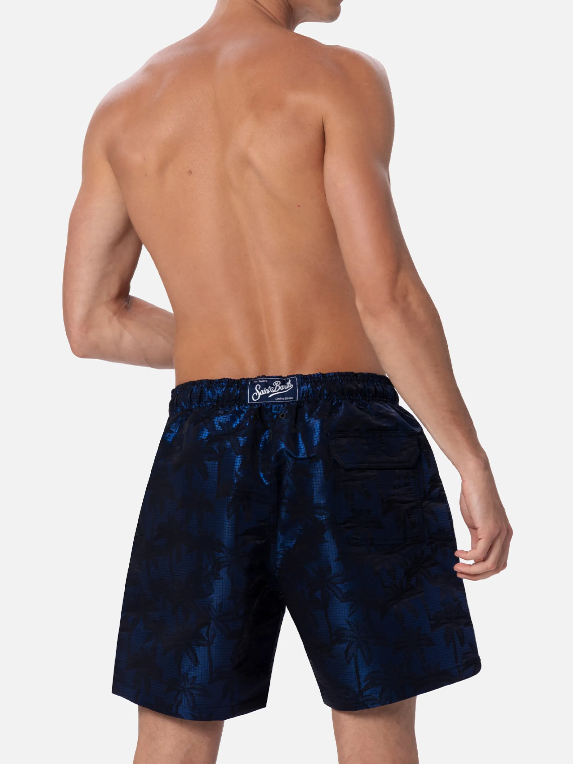 Herren-Badeshorts aus Ripstop-Stoff Harbor The Riviera mit Palmen-Jacquard-Print