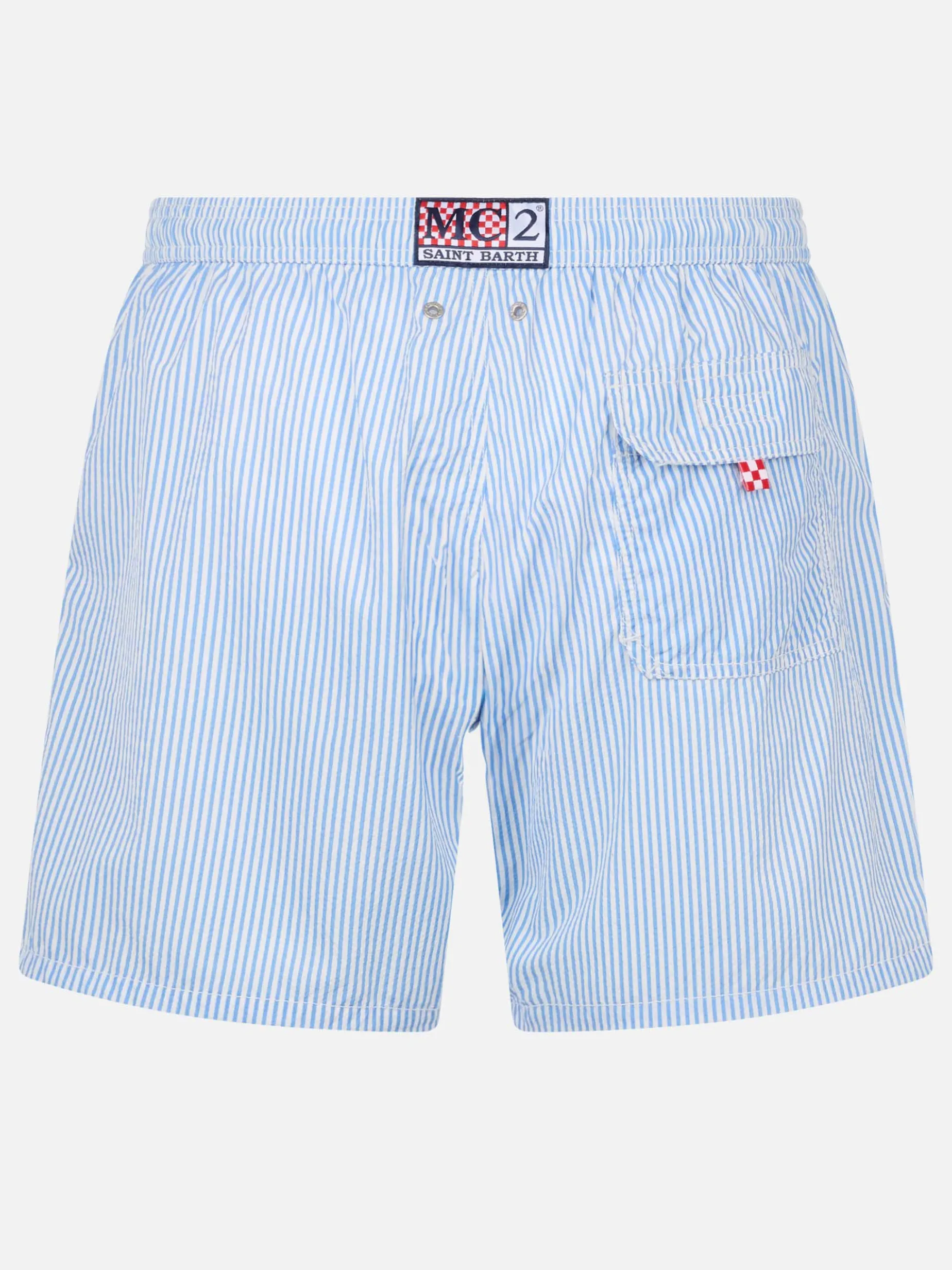 Herren-Badeshorts aus Seersucker mit Streifen Patmos