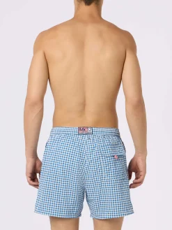 Herren-Badeshorts aus Seersucker-Karomuster Patmos