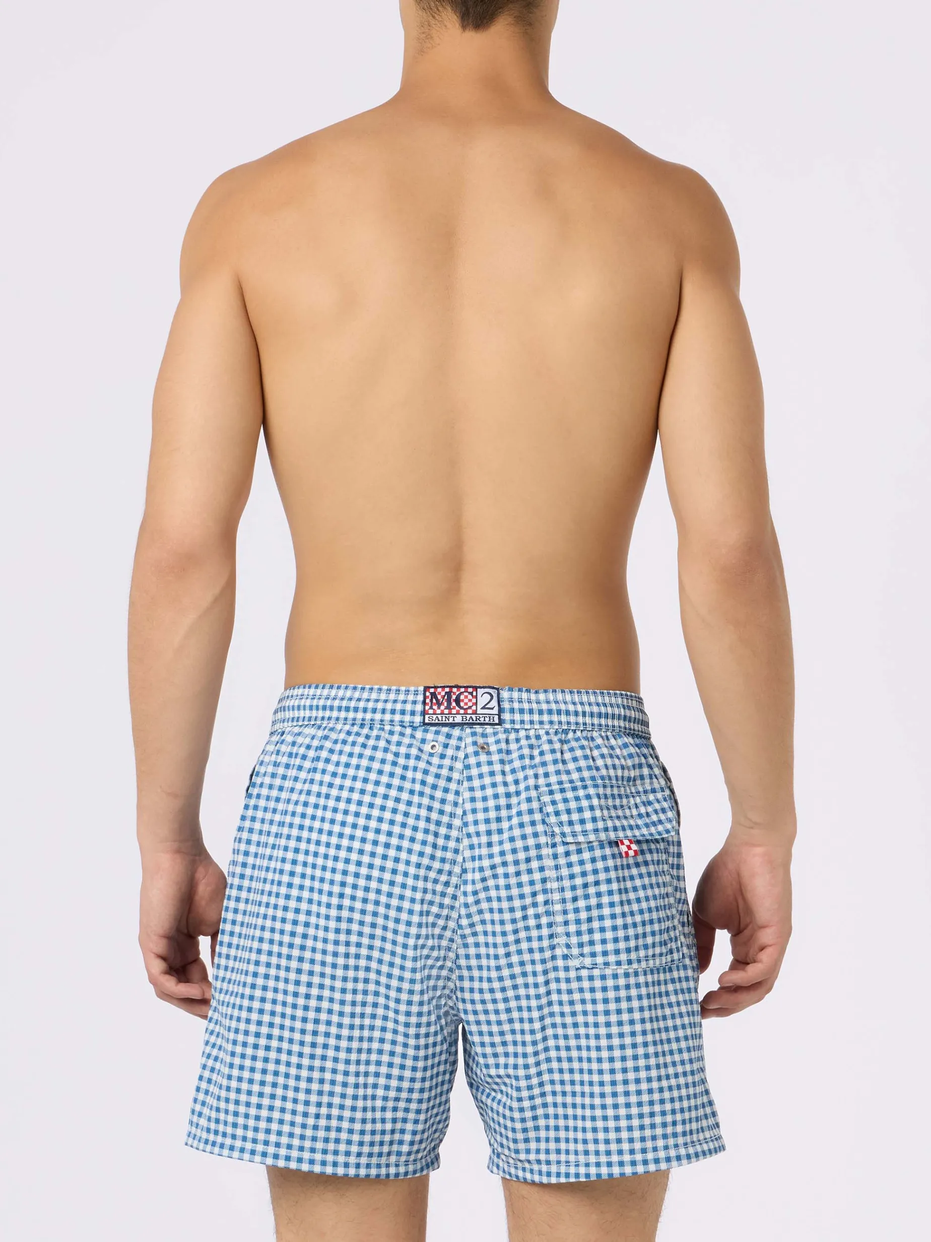 Herren-Badeshorts aus Seersucker-Karomuster Patmos