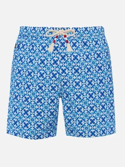 Herren-Badeshorts Lighting 70 aus leichtem Stoff mit Majolika-Print