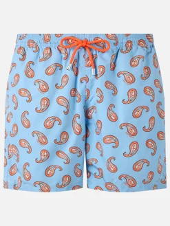 Herren-Badeshorts Lighting aus leichtem Stoff mit Paisley-Print