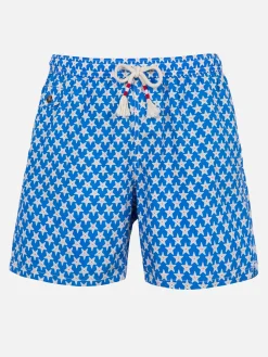Herren-Badeshorts Lighting 70 aus leichtem Stoff mit Seesternen-Aufdruck