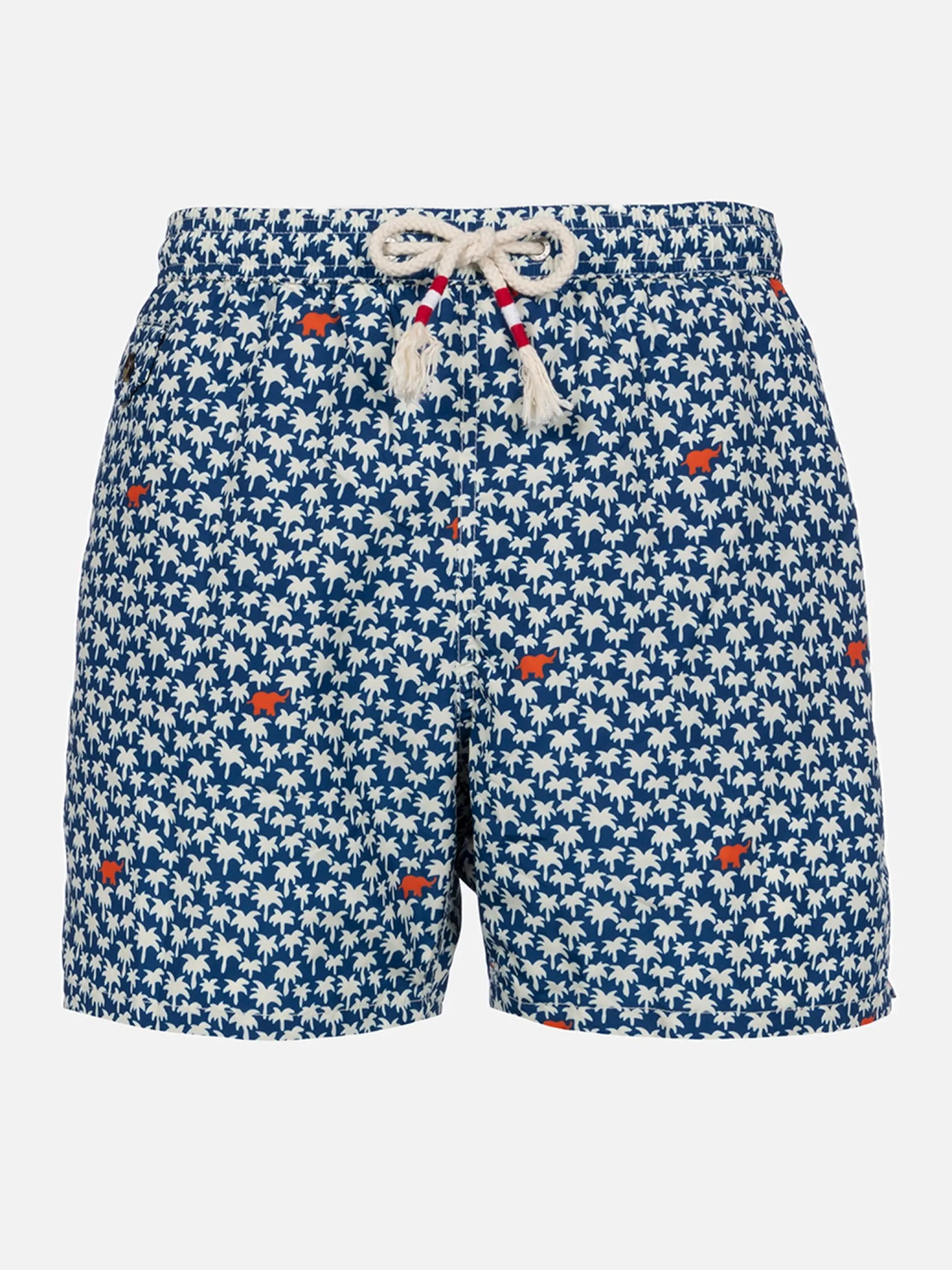 Herren-Badeshorts Lighting 70 aus leichtem Stoff mit Palmenprint