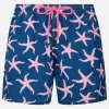 Herren-Badeshorts Lighting aus leichtem Stoff mit Seestern-Print