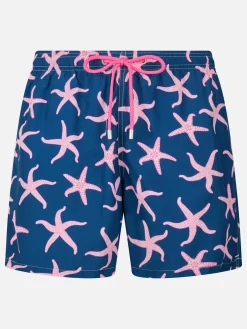 Herren-Badeshorts Lighting aus leichtem Stoff mit Seestern-Print