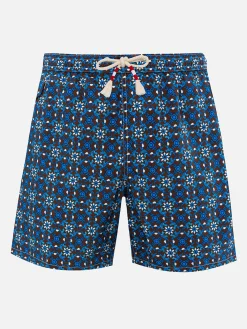Herren-Badeshorts Lighting 70 aus leichtem Stoff mit Majolika-Print
