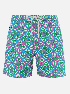 Herren-Badeshorts Lighting 70 aus leichtem Stoff mit Majolika-Print
