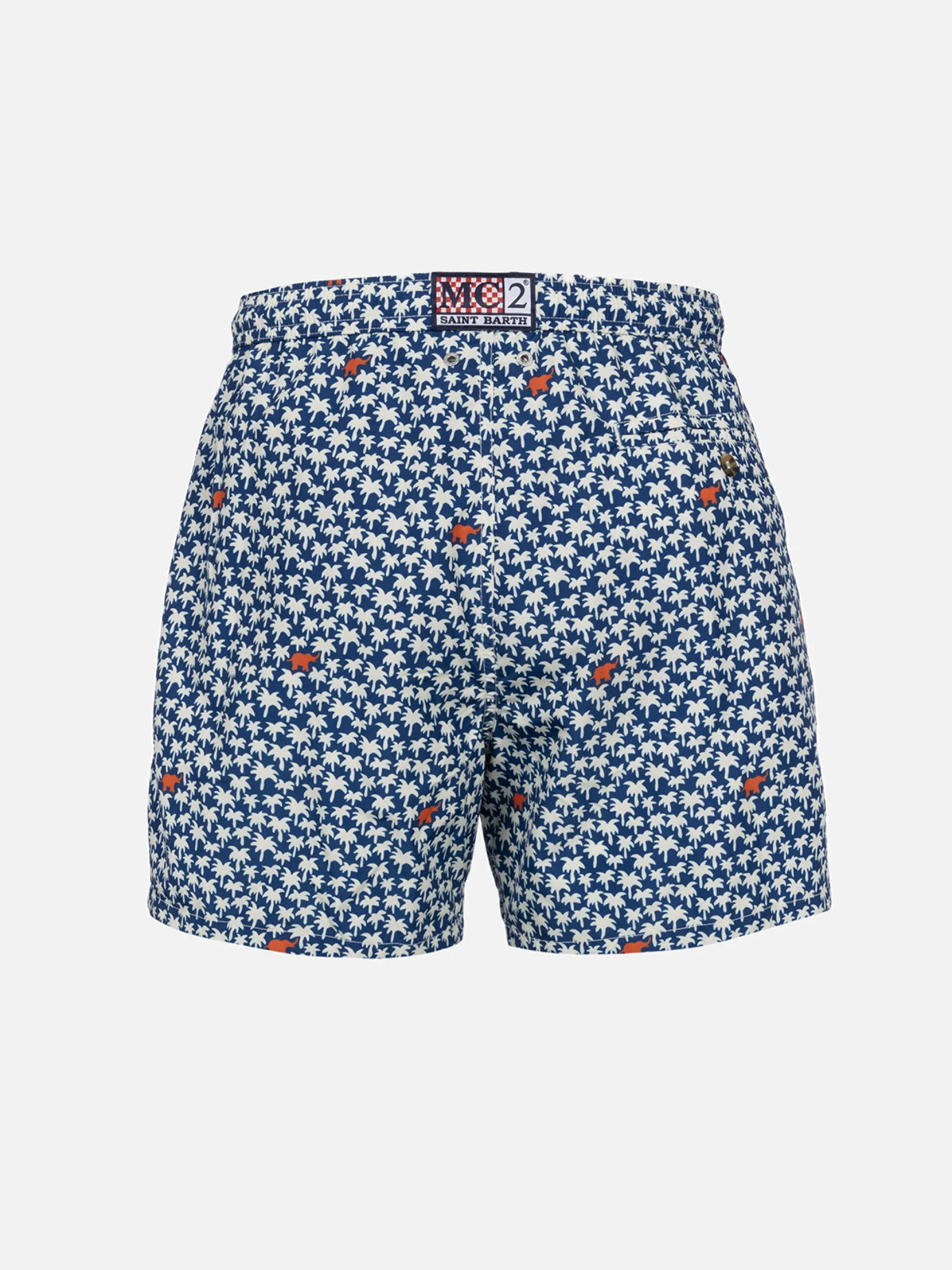 Herren-Badeshorts Lighting 70 aus leichtem Stoff mit Palmenprint