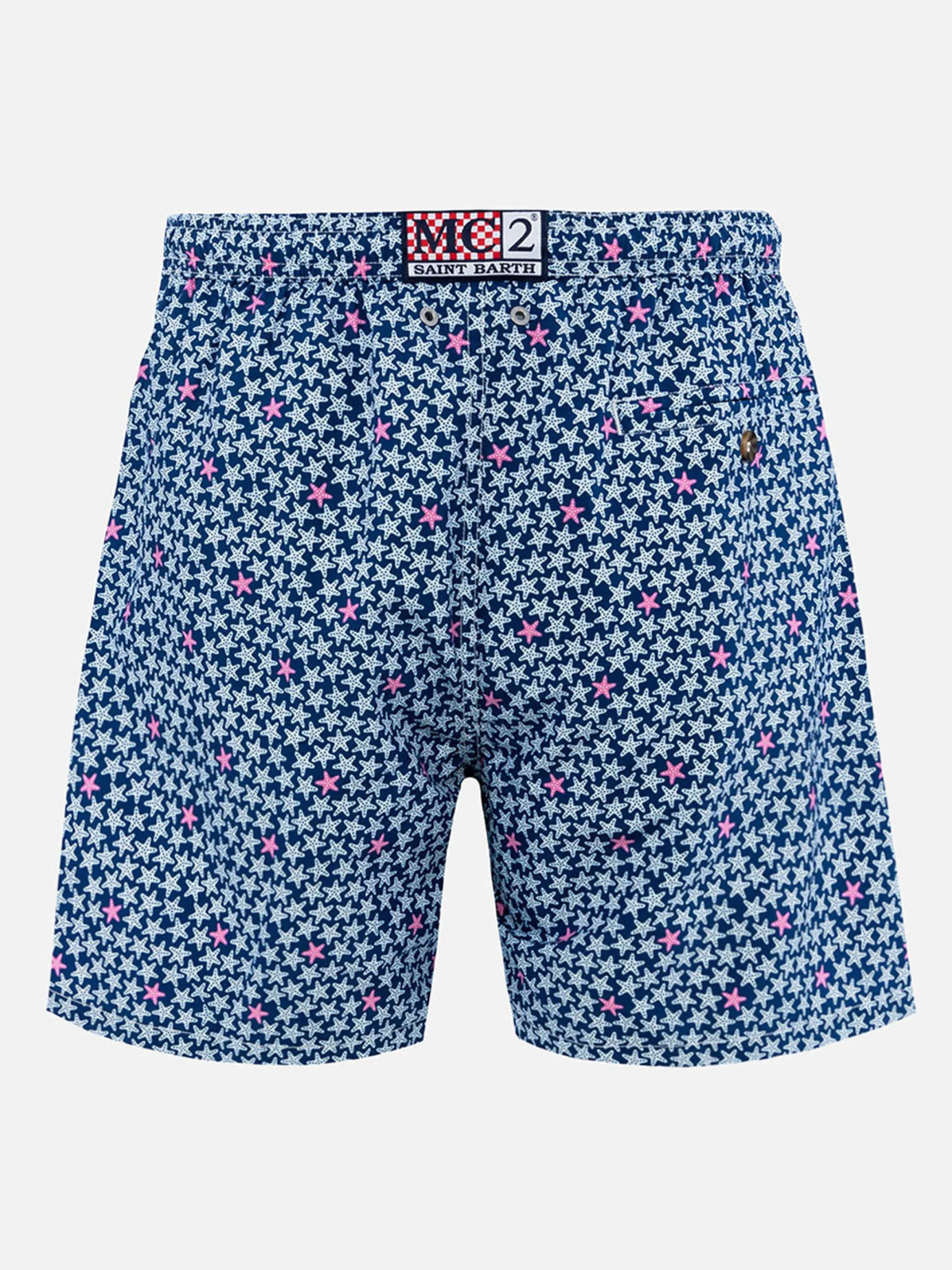 Herren-Badeshorts Lighting 70 aus leichtem Stoff mit Seestern-Aufdruck