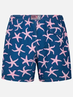 Herren-Badeshorts Lighting aus leichtem Stoff mit Seestern-Print