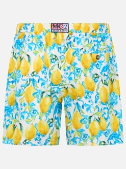 Herren-Badeshorts Lighting 70 aus leichtem Stoff mit Majolika-Print