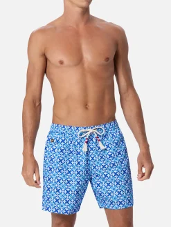 Herren-Badeshorts Lighting 70 aus leichtem Stoff mit Majolika-Print