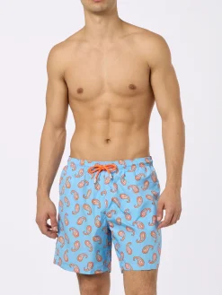 Herren-Badeshorts Lighting aus leichtem Stoff mit Paisley-Print
