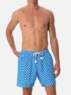 Herren-Badeshorts Lighting 70 aus leichtem Stoff mit Seesternen-Aufdruck