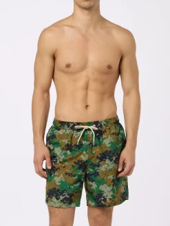 Herren-Badeshorts Lighting aus leichtem Stoff mit Tarnmuster