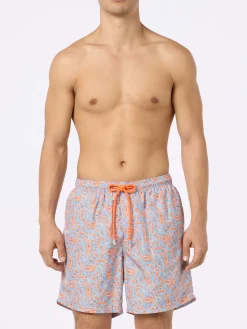 Herren-Badeshorts Lighting aus leichtem Stoff mit Paisley-Print