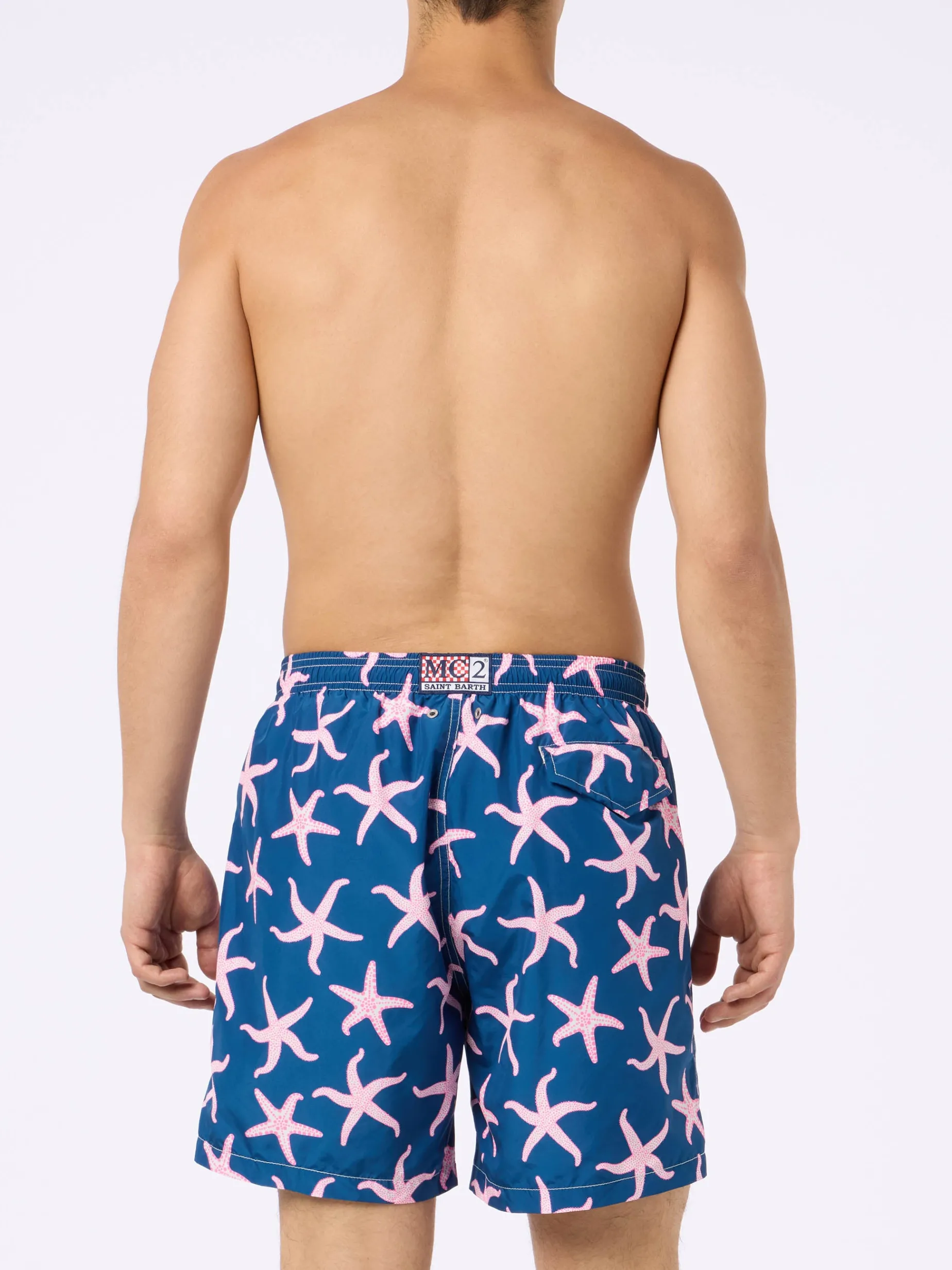 Herren-Badeshorts Lighting aus leichtem Stoff mit Seestern-Print
